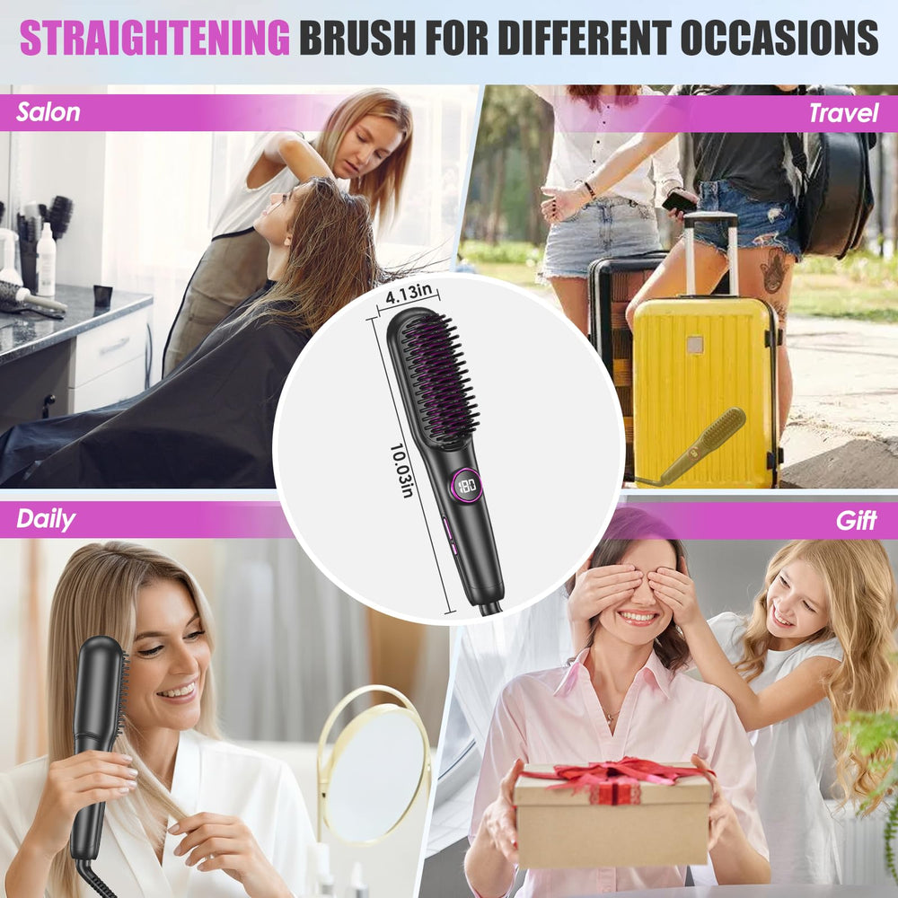 Anluomania ionic-ceramic brush heats quickly for efficient styling.