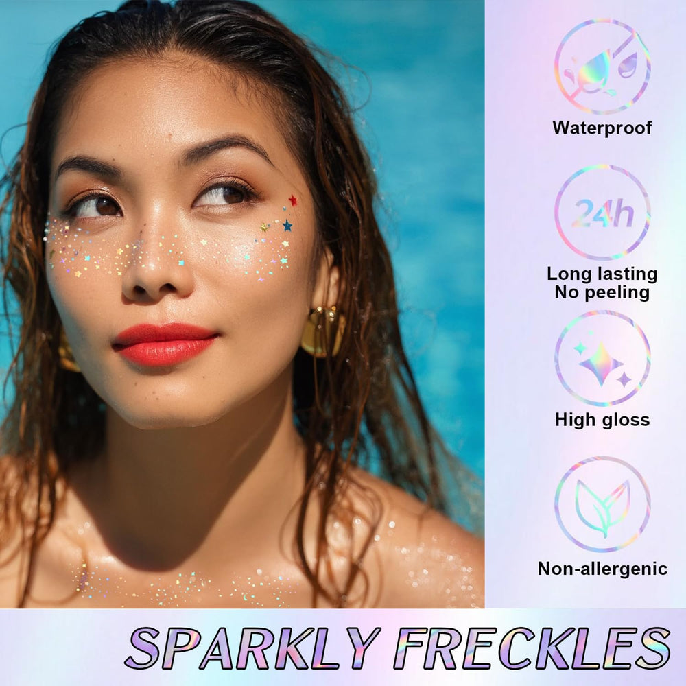 Anmubag Glitter Freckles application close-up for instant style touch-ups
