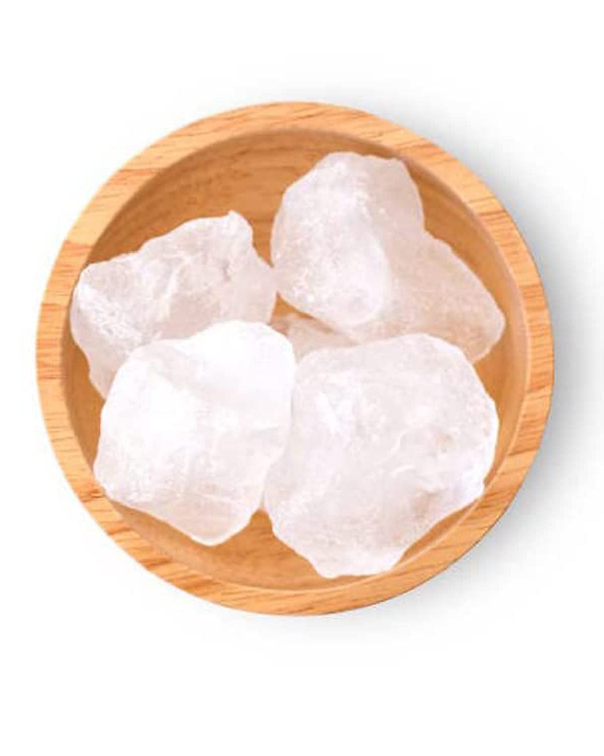AnNafi Alum Stone Block in white crystal for post-shave care.
