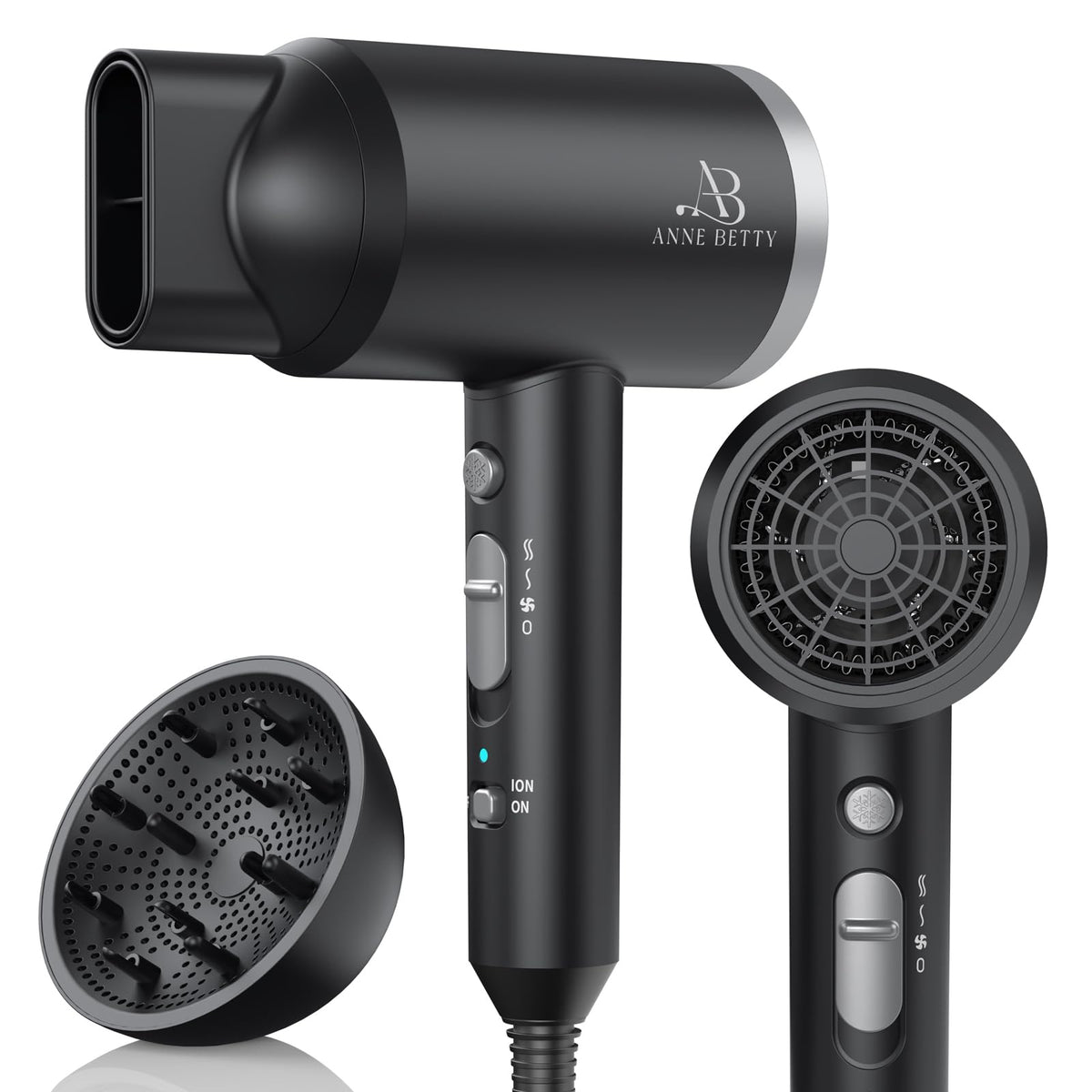 ANNE BETTY Ionic Hair Dryer front view for fast-drying mornings.