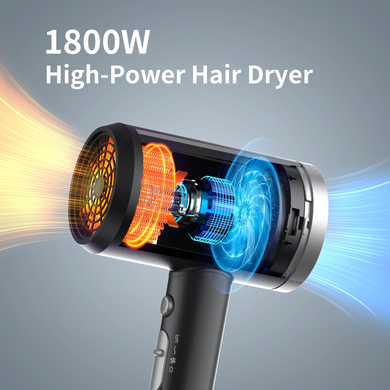 ANNE BETTY Ionic Hair Dryer side profile highlighting lightweight design.