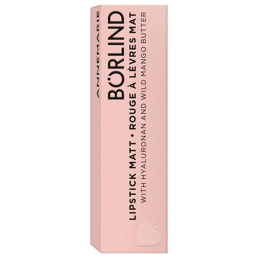 Vegan lipstick packaging highlighting clean, ethical formula.