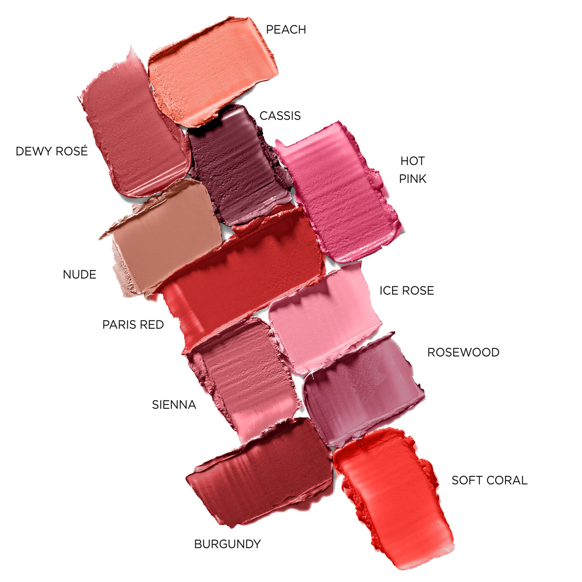Paris Red lipstick on lips defines shape with subtle shine.
