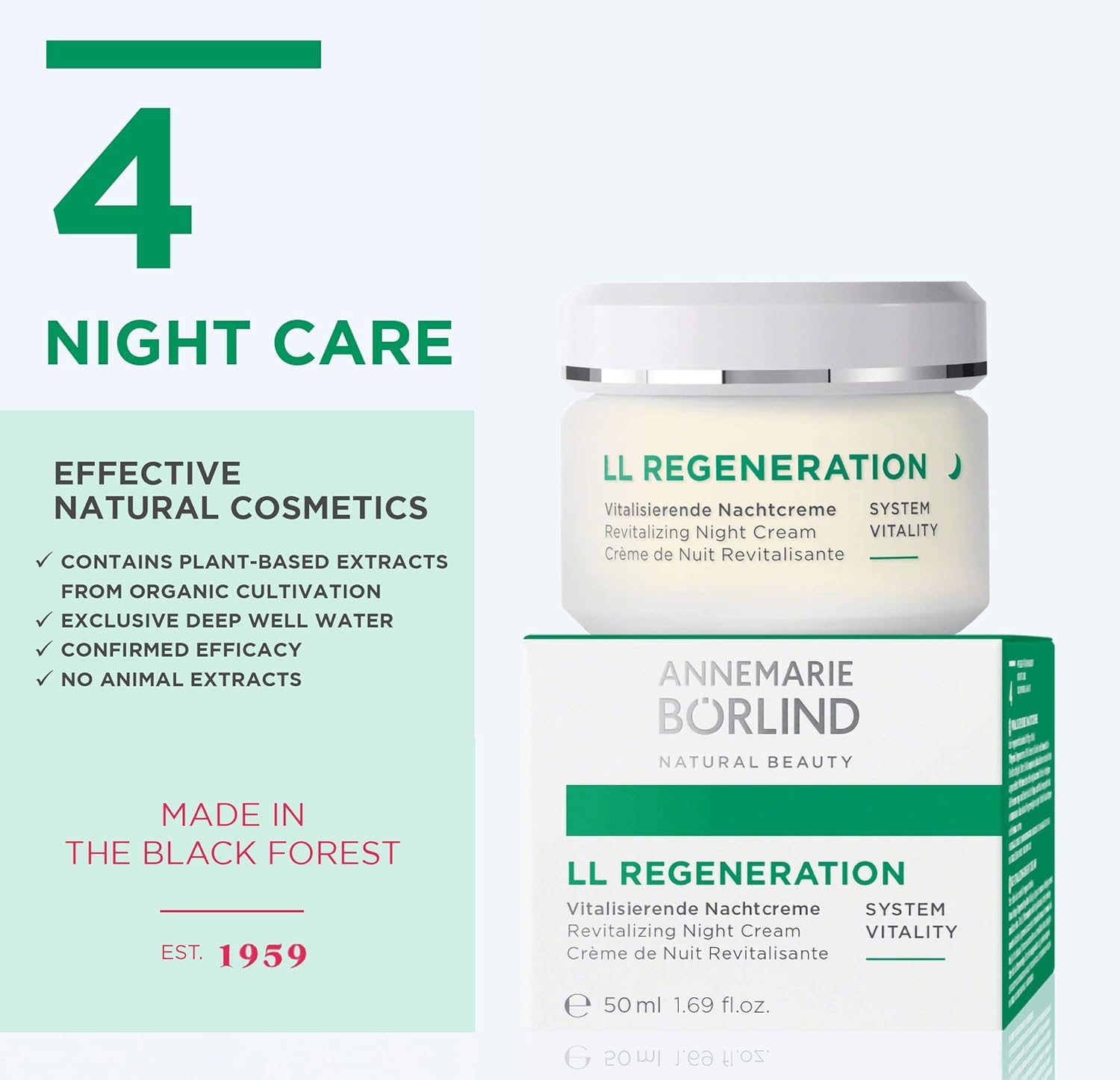 ANNEMARIE BÖRLIND LL REGENERATION biocomplex features calendula, echinacea, hibiscus extracts.