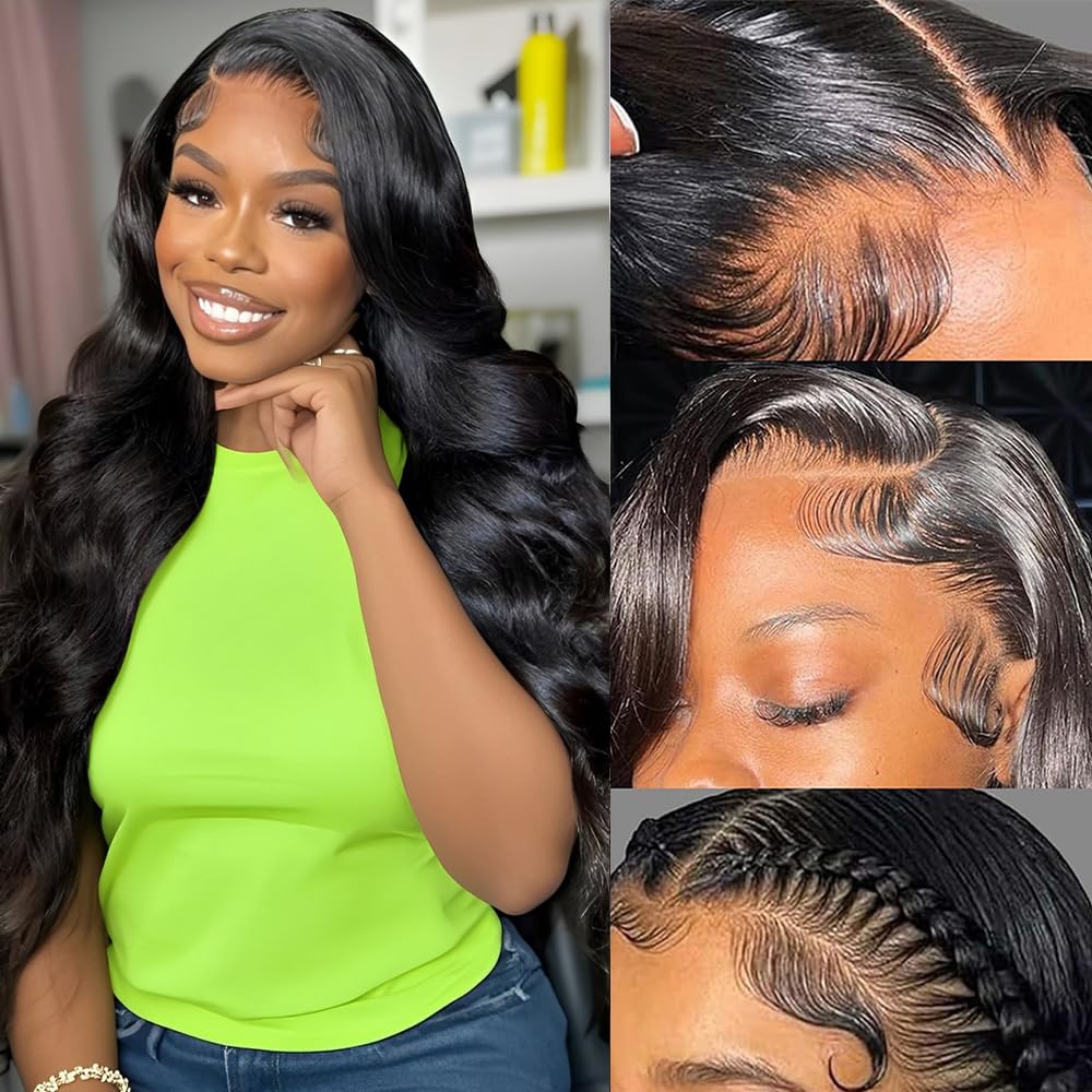 Annione 30 inch lace front wig 13x6 body wave for natural, versatile styling.