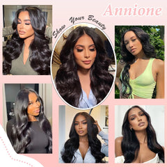 Annione pre plucked lace front with baby hairs facilitates effortless beginners styling.