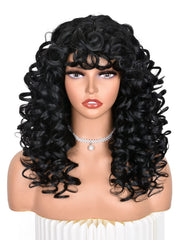 ANNISOUL black curly wig with bangs for versatile daily looks and styling options.