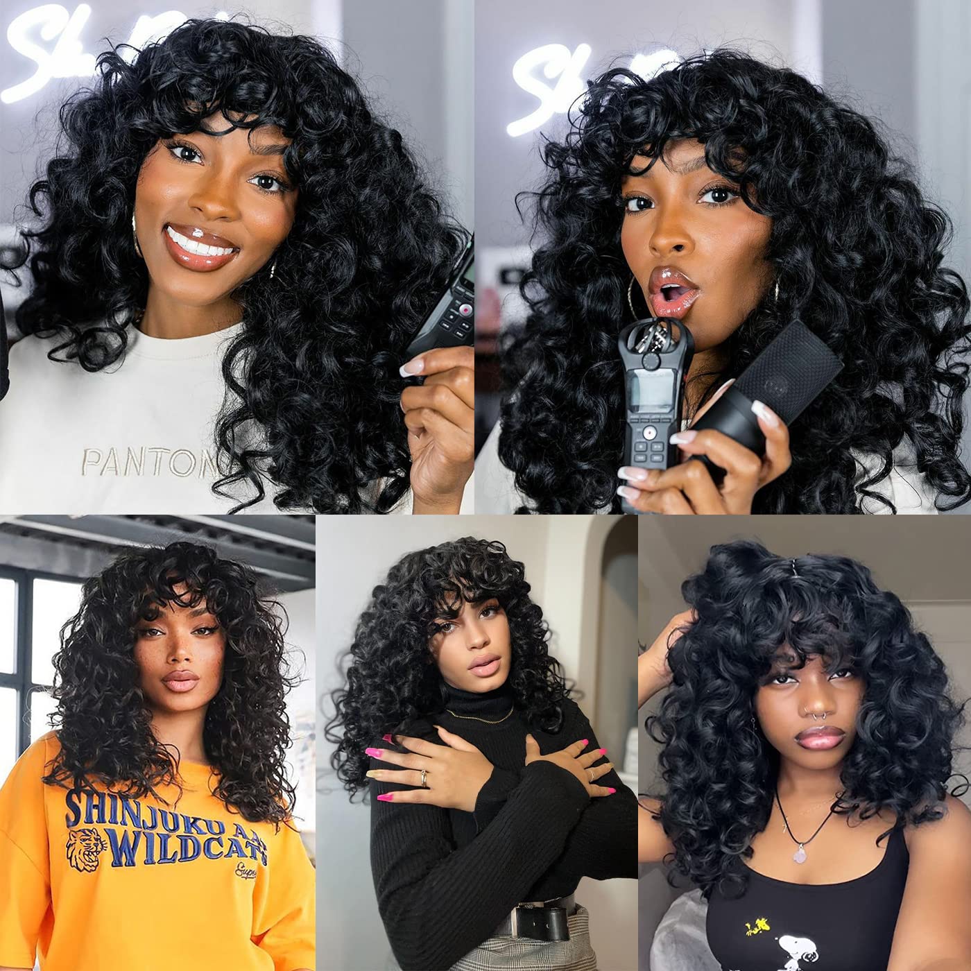 ANNISOUL wig care tip showing gentle handling to reduce shedding and preserve curls.