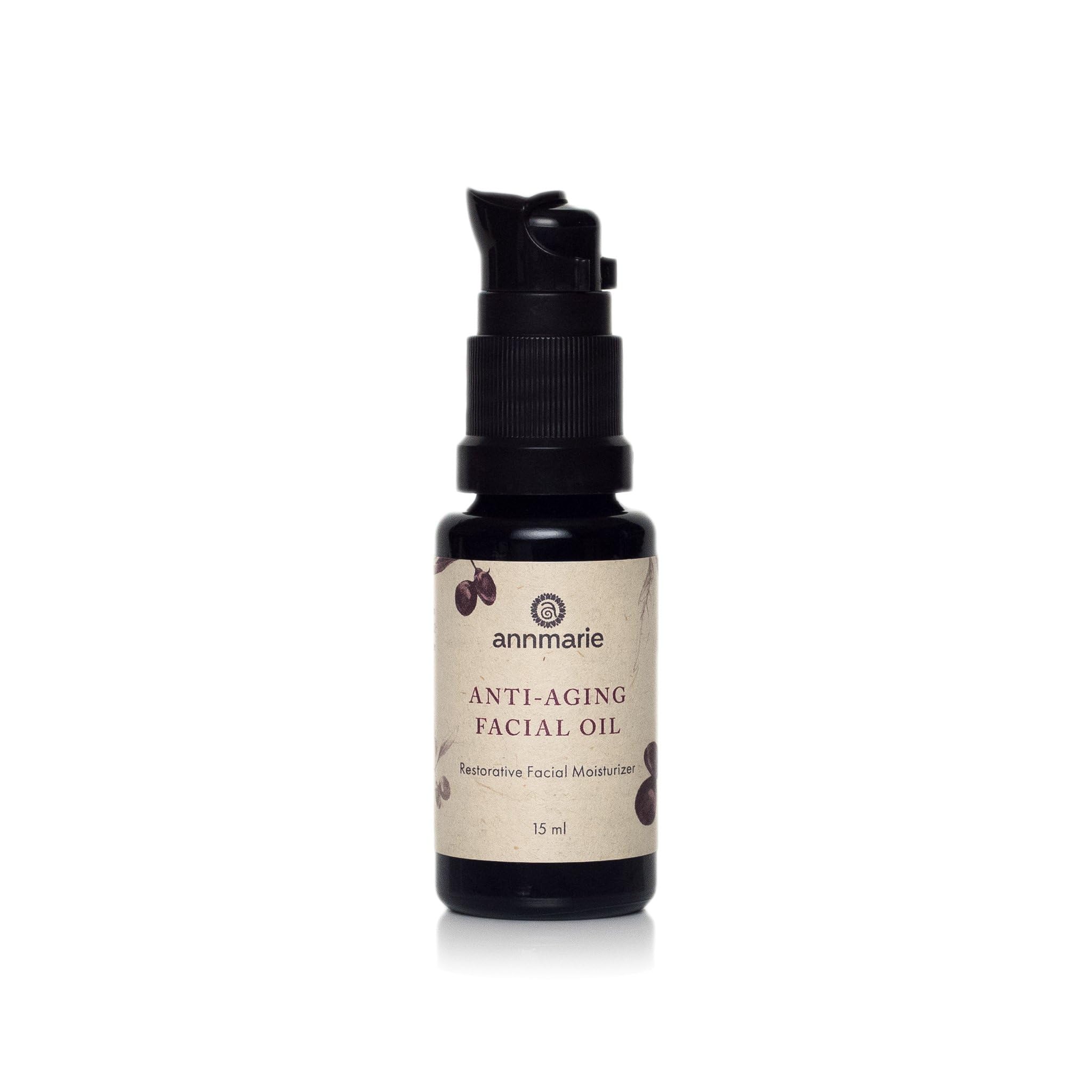 Annmarie Anti-Aging Facial Oil bottle pour for rich moisture on dry mature skin