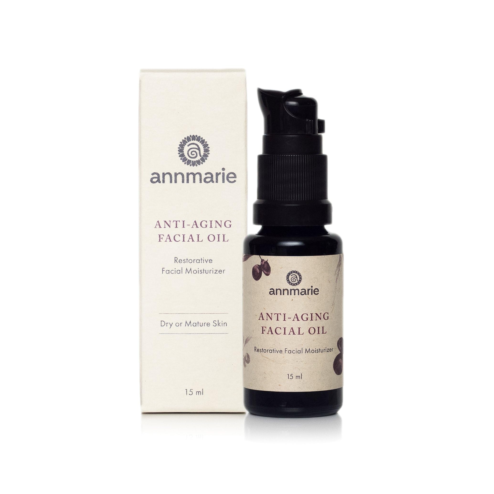 Closeup of dropper applying Annmarie facial oil for nourishment