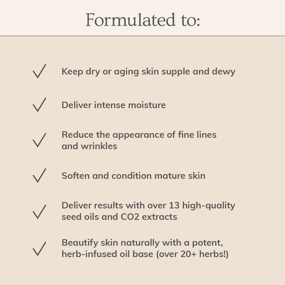 Organic and wildcrafted label on Annmarie Anti-Aging Facial Oil bottle
