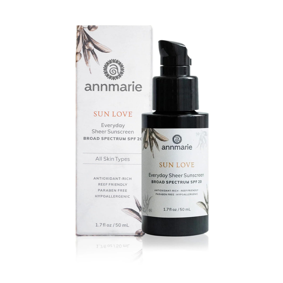 Annmarie Sun Love SPF 20 sunscreen in packaging for daily protection.
