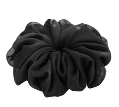 AnnushkaHomeDecor big scrunchies in black, plush ponytail holder with secure, comfortable grip.