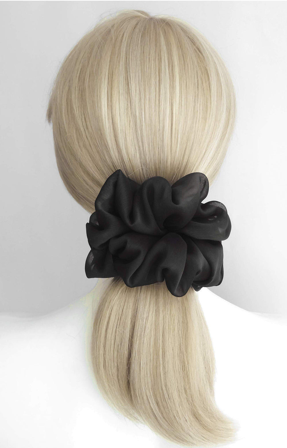 AnnushkaHomeDecor soft chiffon scrunchie with 6-inch diameter, lightweight shimmer for any hair type.