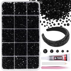 AnoleAir 12000-piece black rhinestones kit for versatile bedazzling on tumblers and crafts.