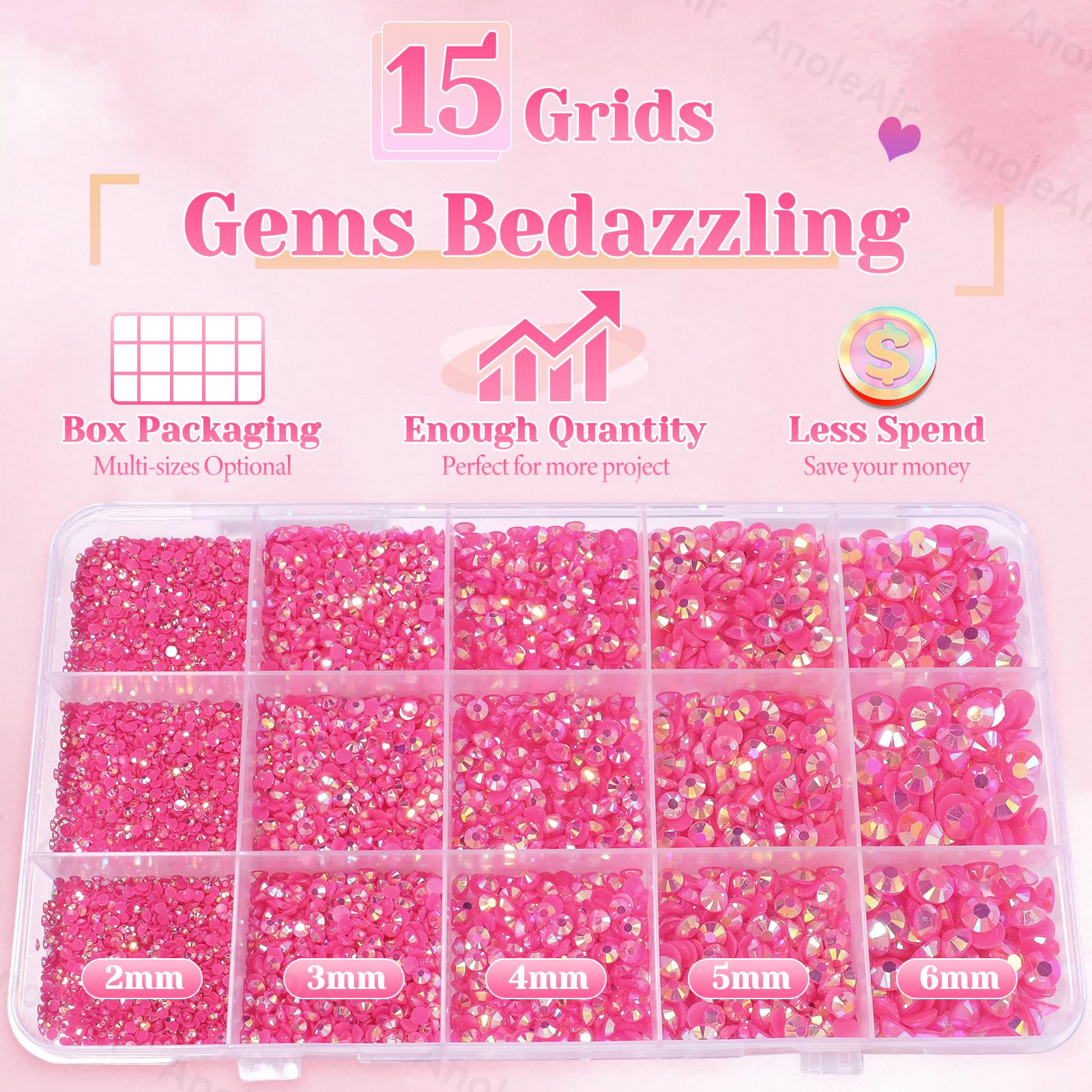 AnoleAir flatback resin rhinestones for seamless adhesion on various surfaces.