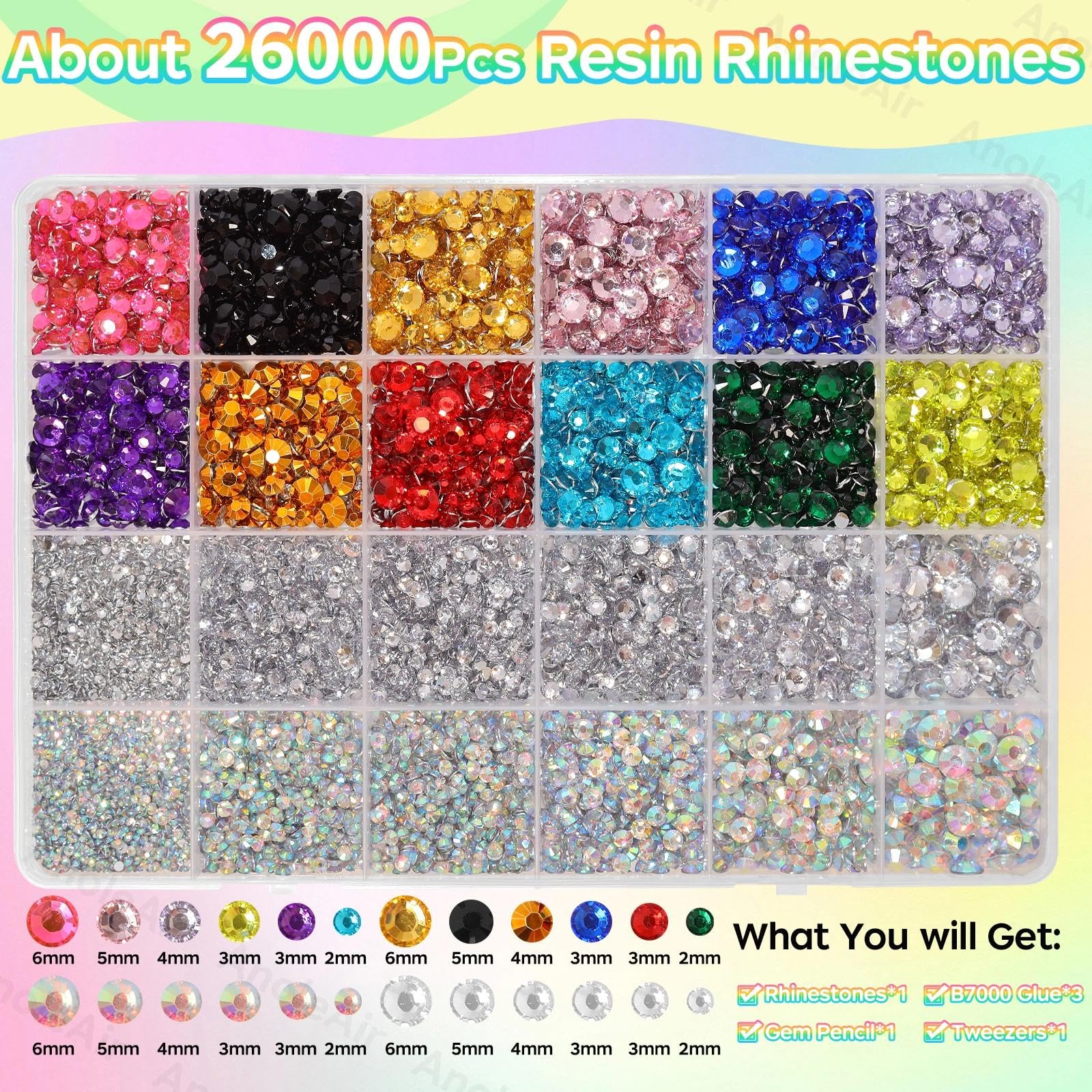 AnoleAir high-quality resin rhinestones with lasting color and shine.