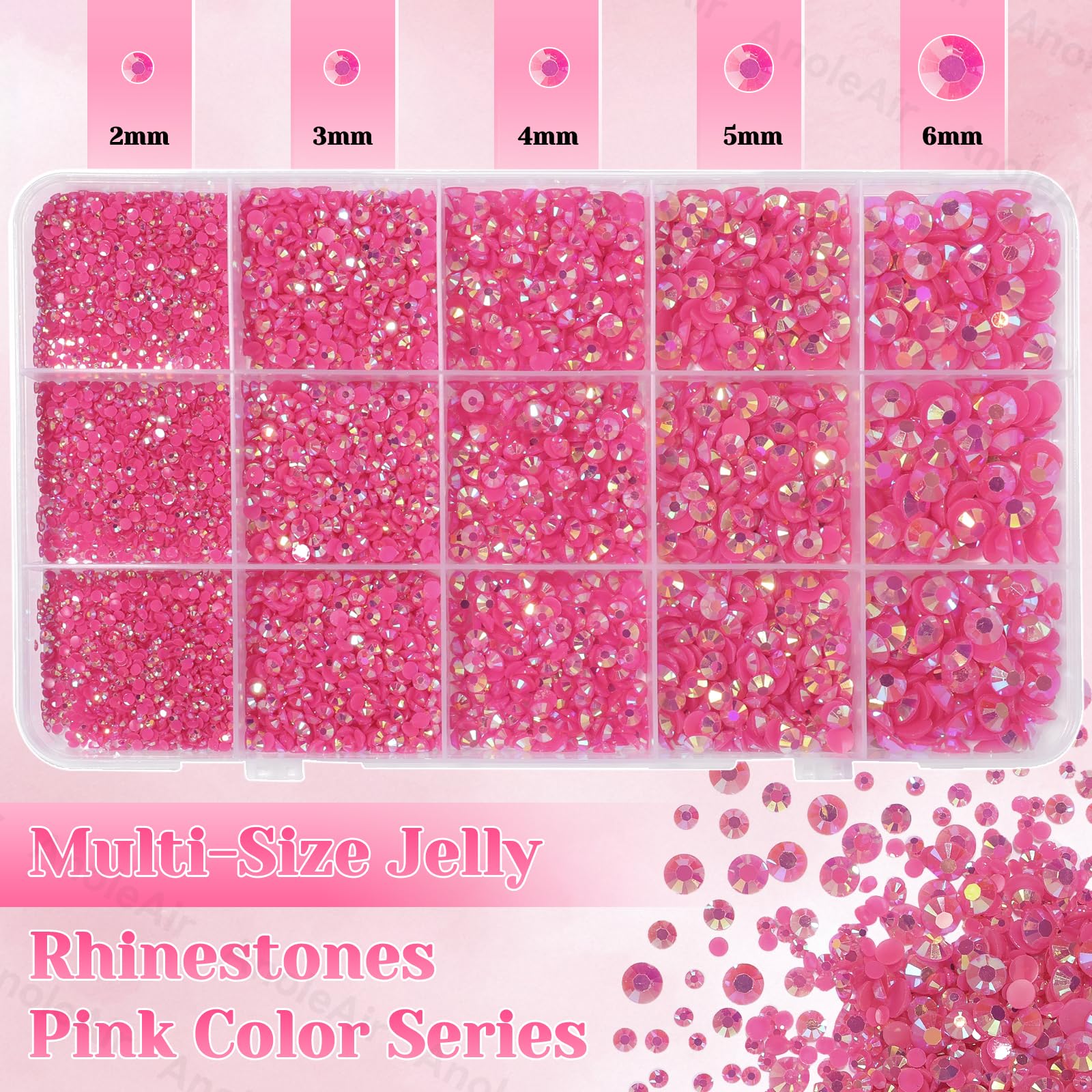 AnoleAir mixed sizes 2–6 mm rhinestones add versatile sparkle to crafts.