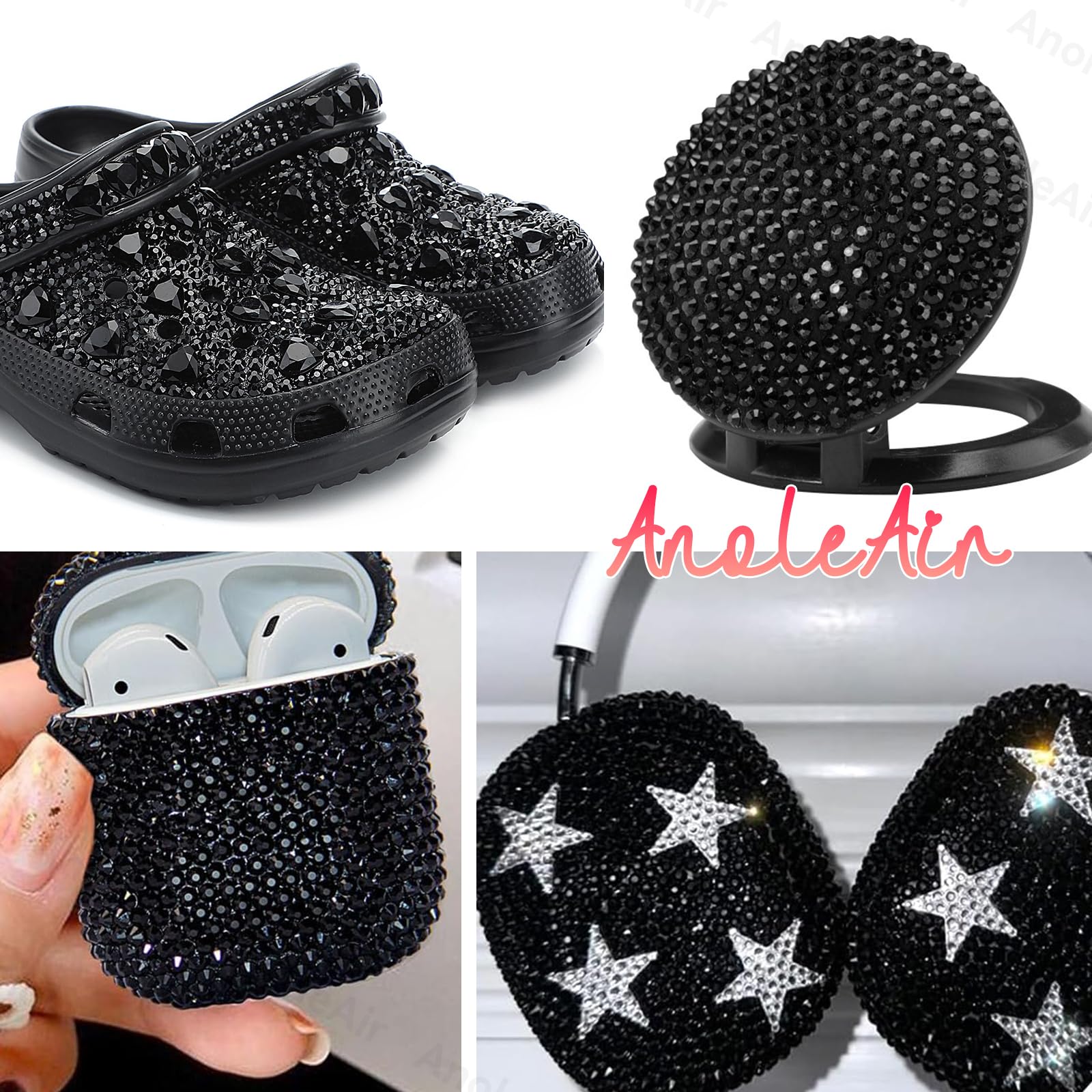 AnoleAir rhinestones used in nail art and festival makeup looks.