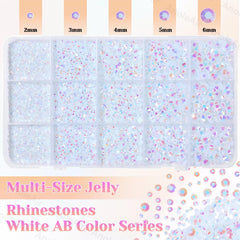 AnoleAir white AB rhinestones 2–6mm mix for tumblers, nails, and accessories.