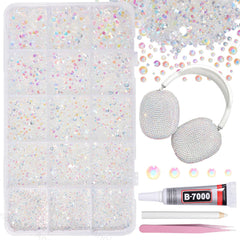 AnoleAir 12000pc Clear White AB rhinestones for bedazzling crafts.
