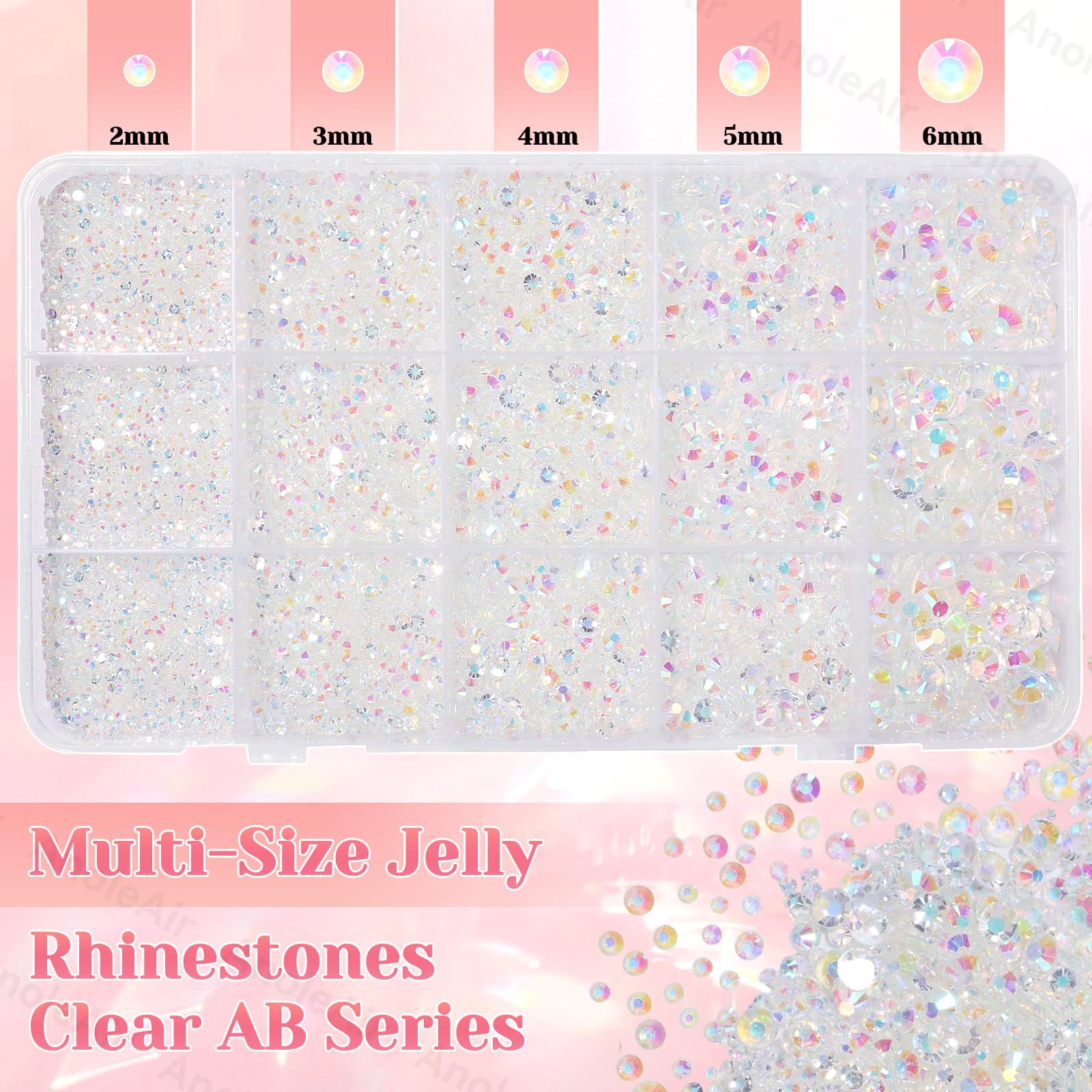 AnoleAir flatback rhinestones for secure adhesion on many surfaces.
