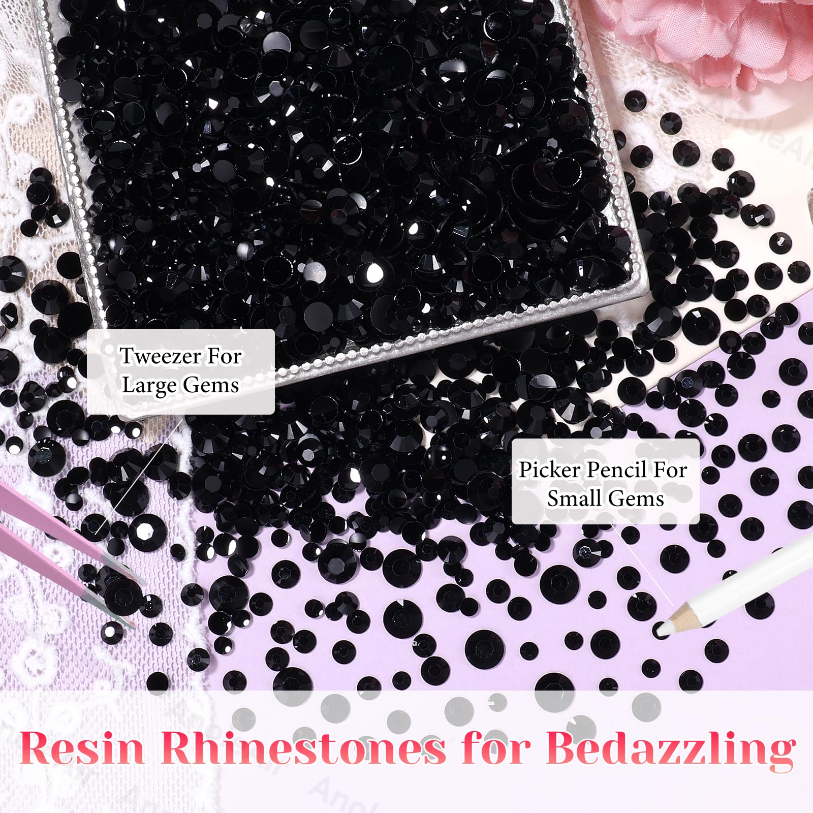 AnoleAir included tweezer and pickup pencil for precise placement of rhinestones.