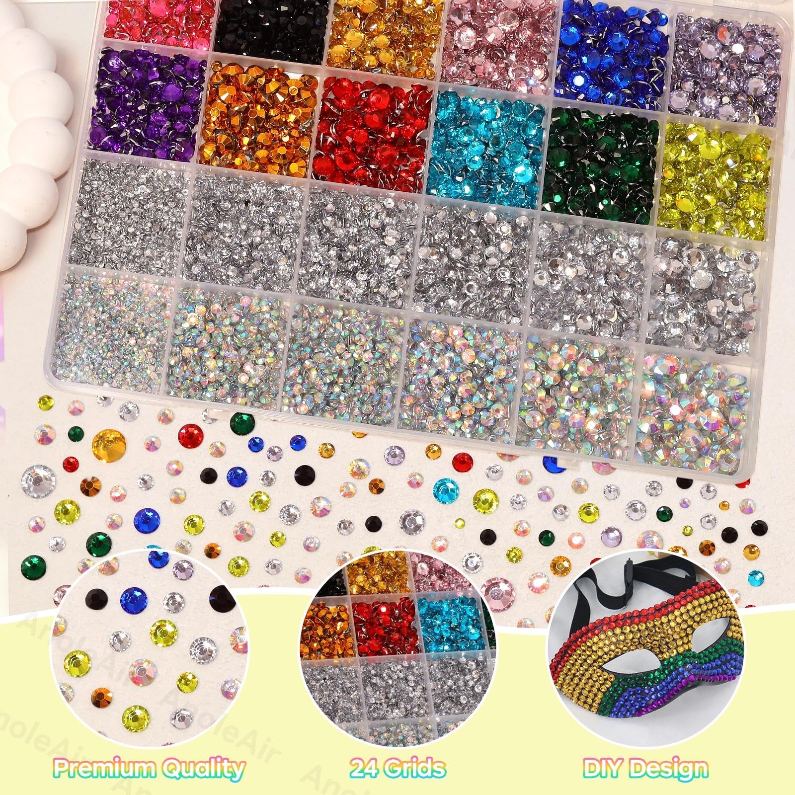 AnoleAir waxed pick-up pen enables precise rhinestone placement.