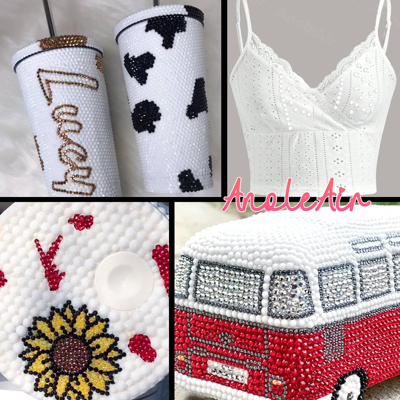 AnoleAir white gems add eye-catching sparkle to crafts and makeup looks.