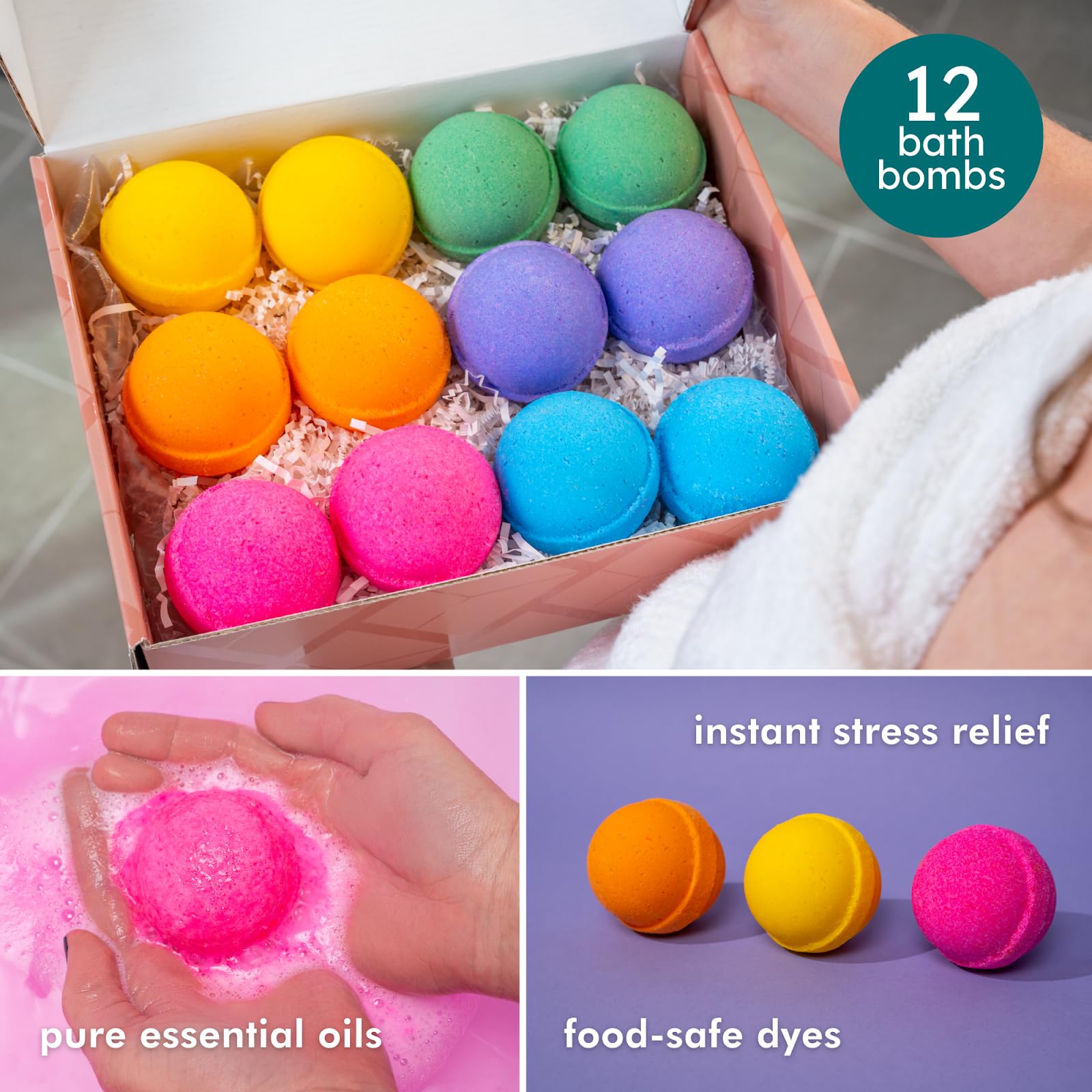 Anovina handmade bath bombs with essential oils for silky hydrated skin