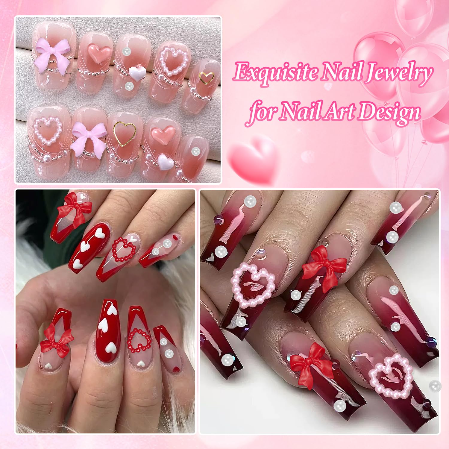 Anower 200-piece set offers mixed-size heart and bow accents.