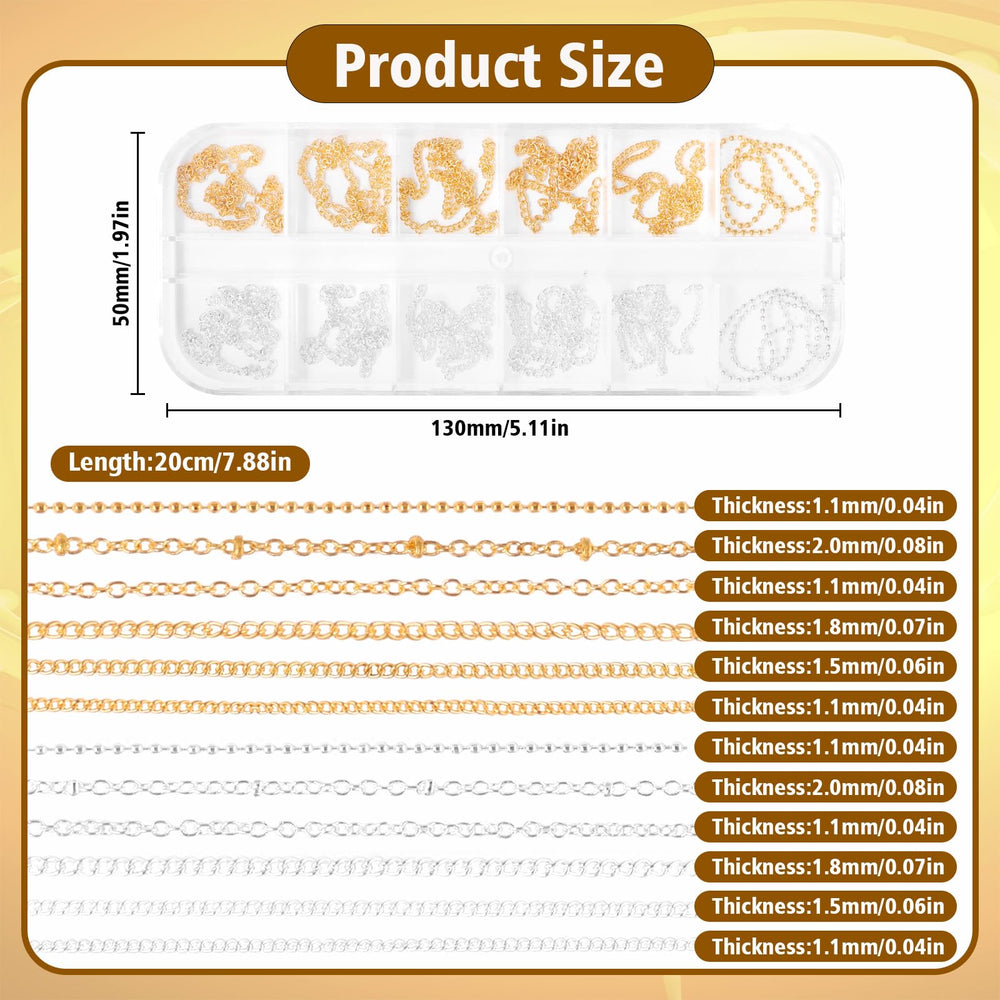 Anower 12 styles chains chart for versatile decoration options.
