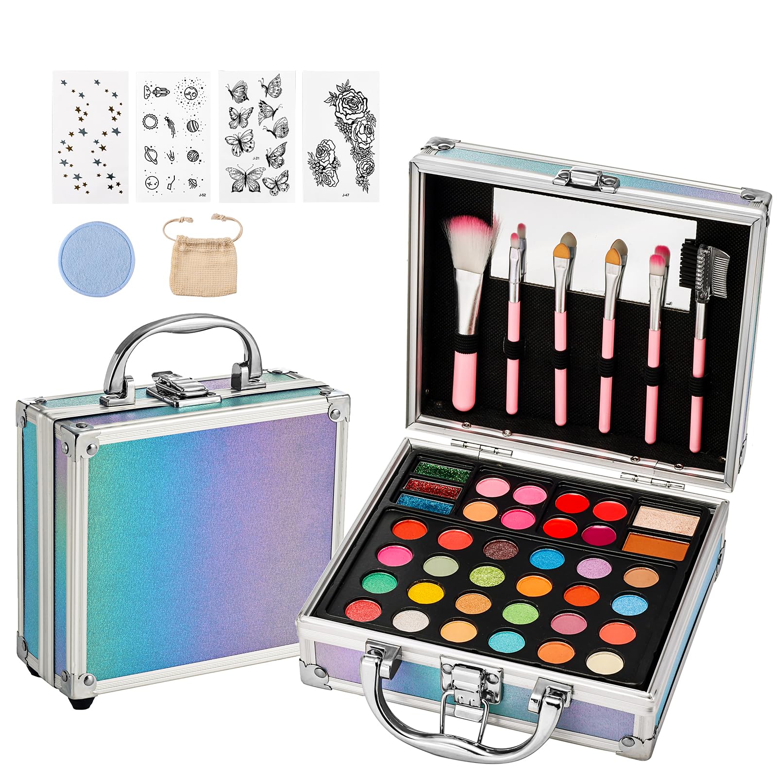 Anpro all-in-one makeup kit case with durable aluminum frame for travel-ready style