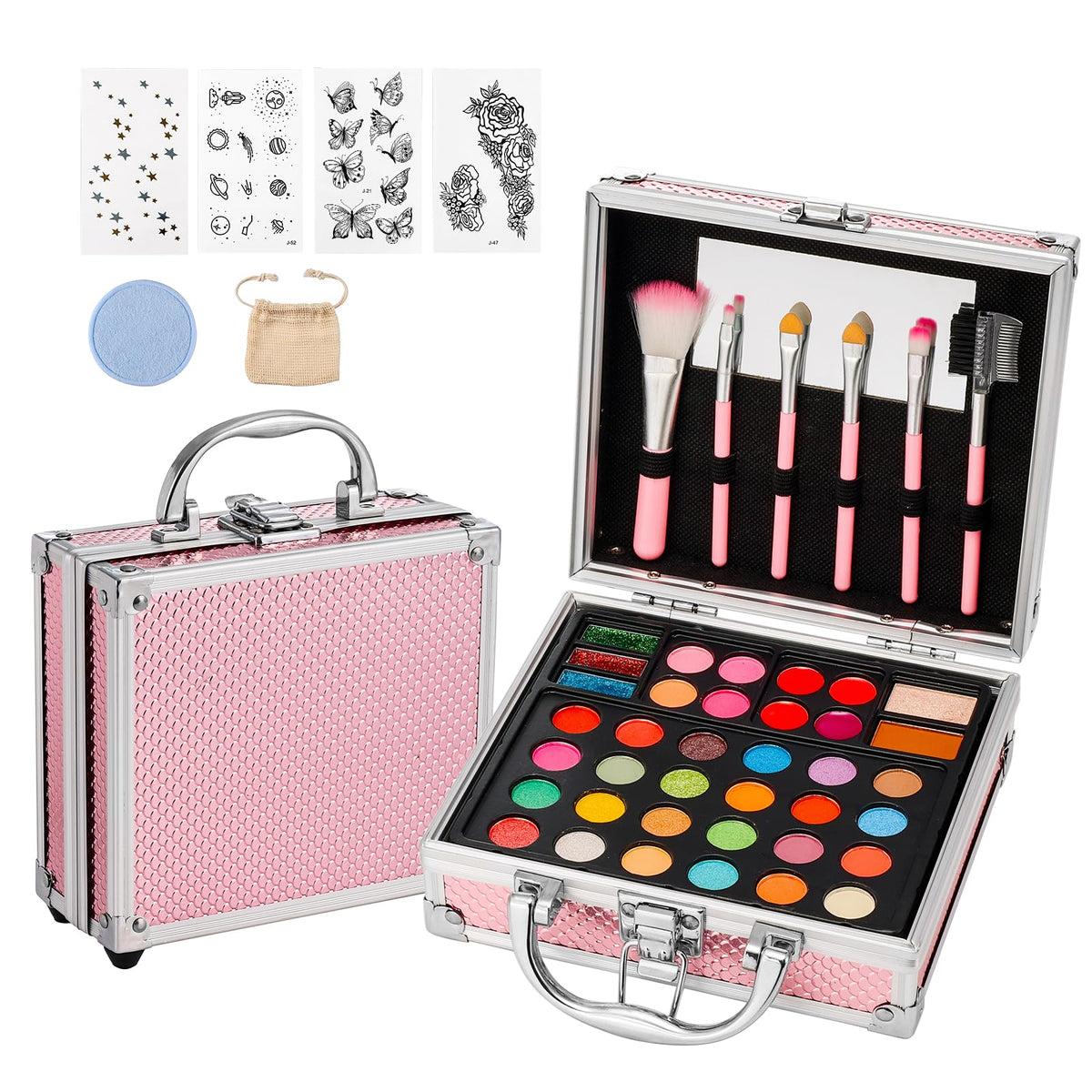 Anpro all-in-one makeup kit teen travel case shows organized storage for on-the-go use