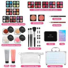 Anpro All-In-One Makeup Kit in a compact train case, ready for on-the-go use.
