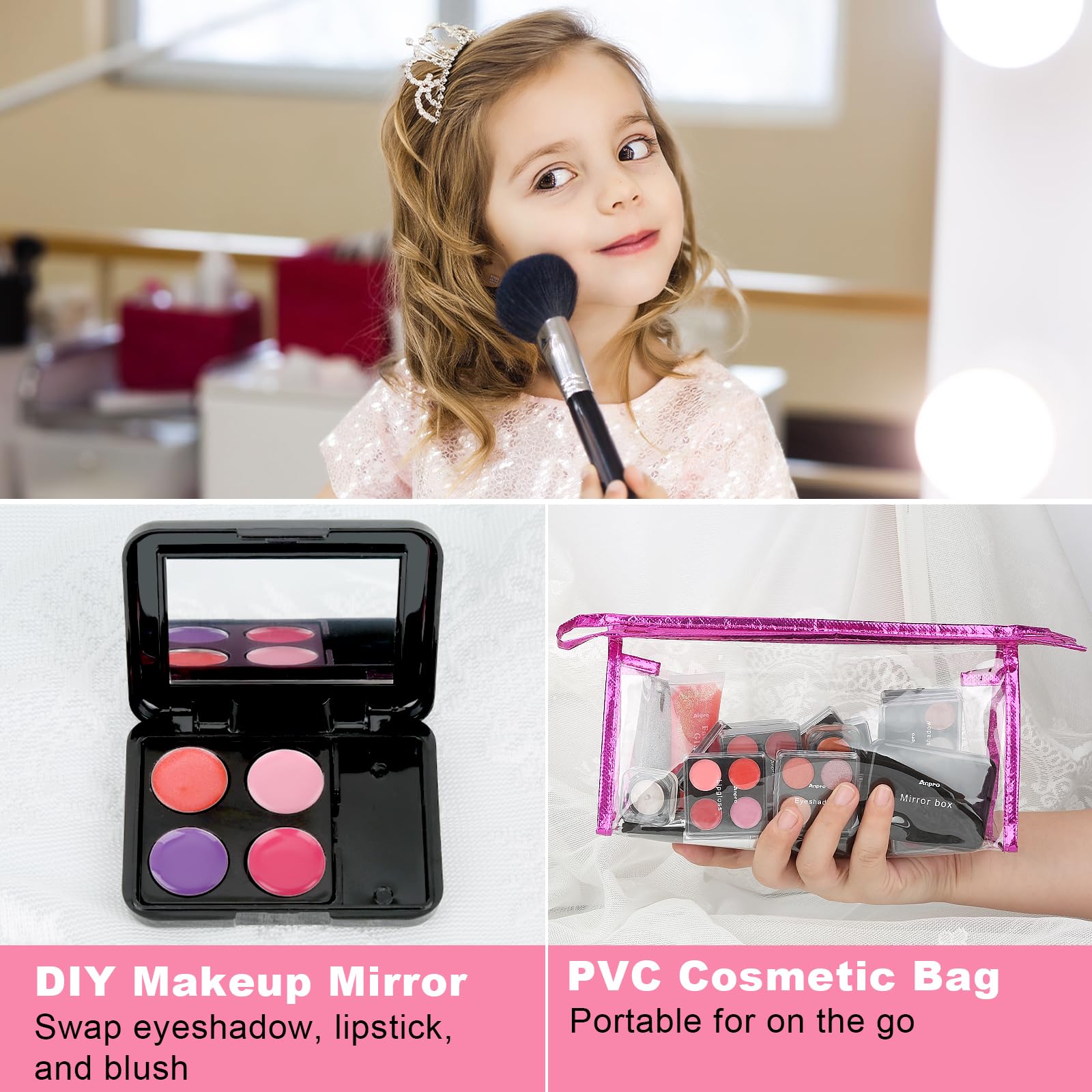 Anpro glitter gel in pink and silver for party-ready accents