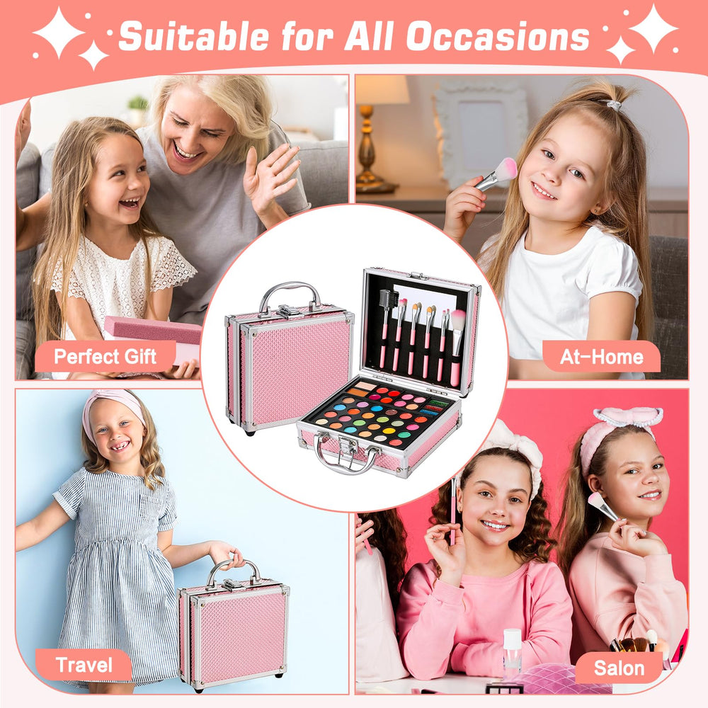 Anpro mini mirror and sturdy train-case protect brushes on the go