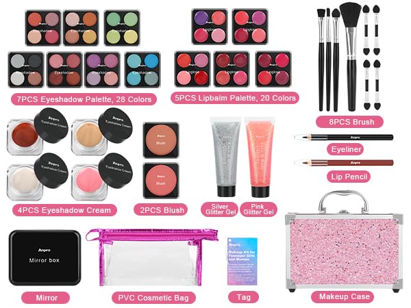 Anpro teens eyeshadow palette with 28 colors for versatile day-to-night looks