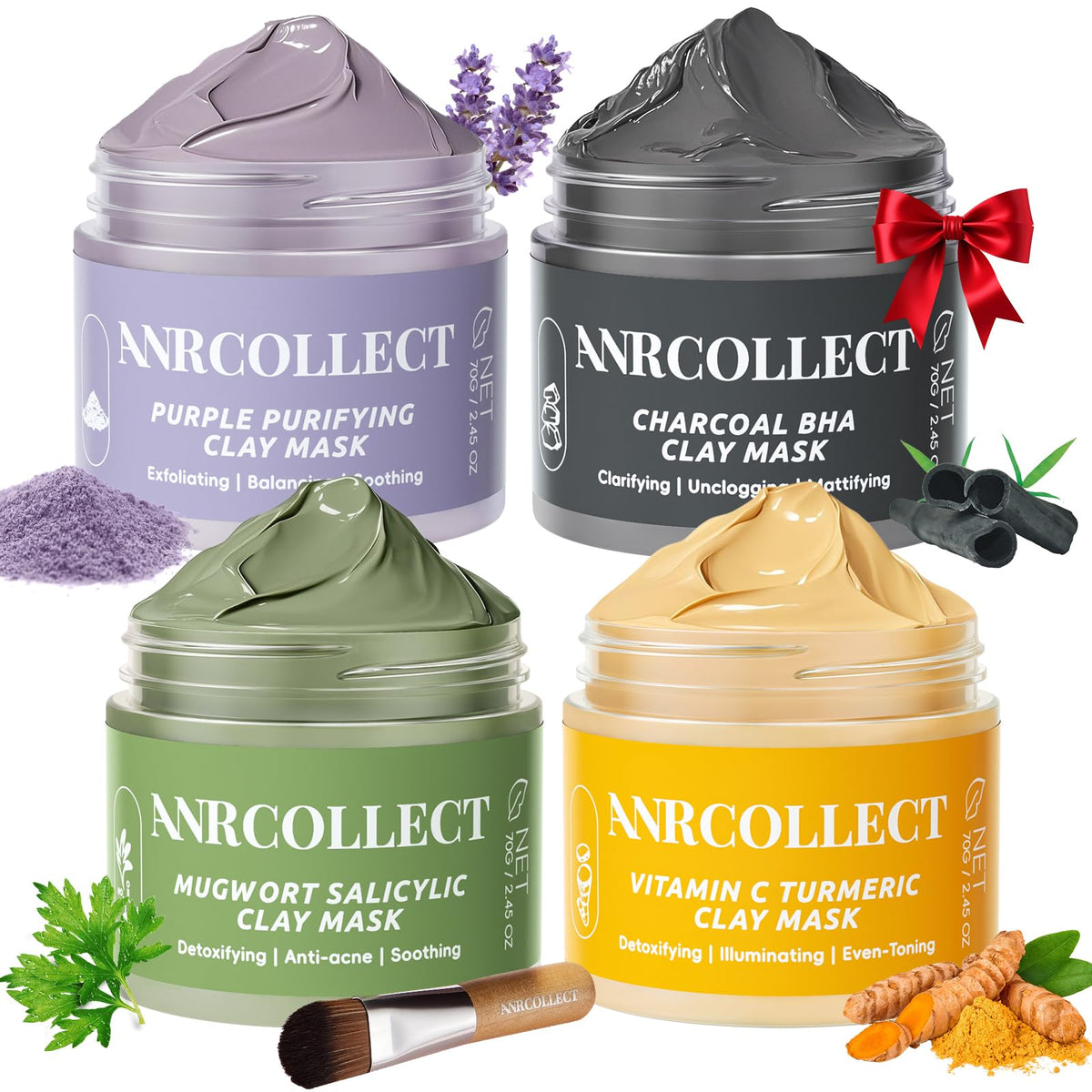 ANRCOLLECT 4-piece face mask set displayed for a spa-like skincare routine
