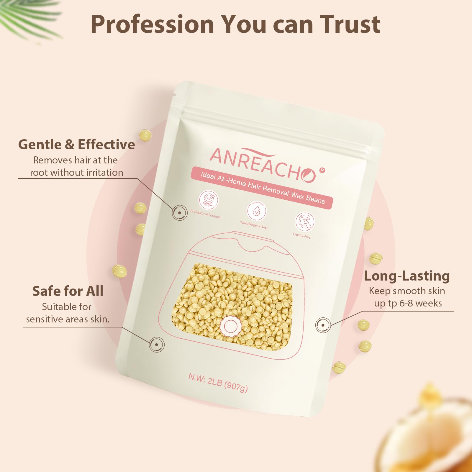 ANREACHO face wax beads for gentle facial hair removal