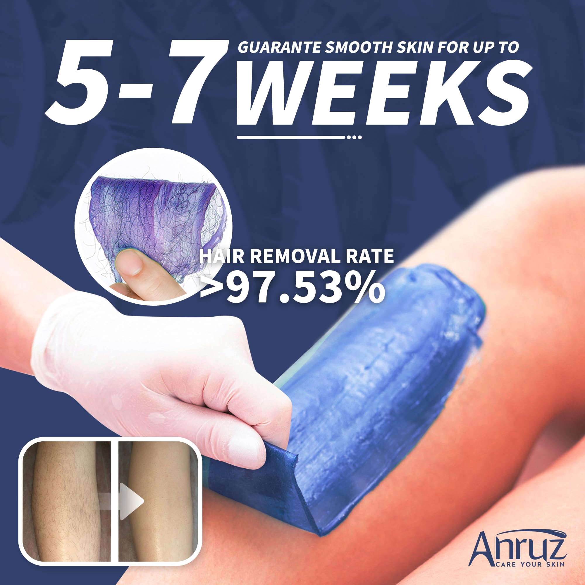 ANRUZ hard lavender wax beads bikini-line application for smooth results.