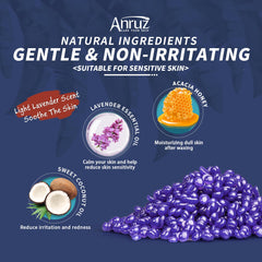 ANRUZ hard lavender wax beads legs waxing for fast hair removal.