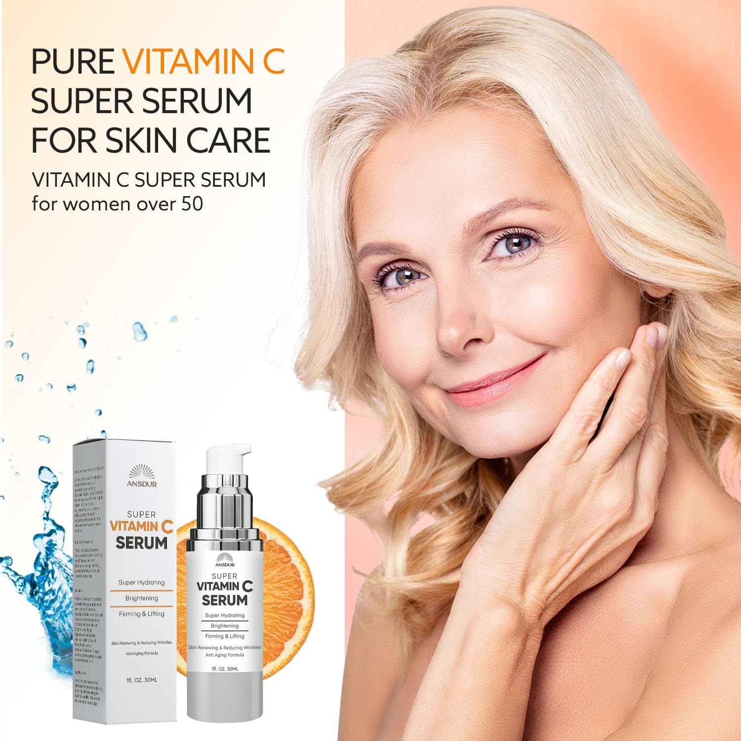 ANSDUR Super Vitamin C Serum application on hand demonstrates easy daily skincare routine