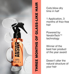 ANSWR color-safe formula packaging beside color-treated hair example.