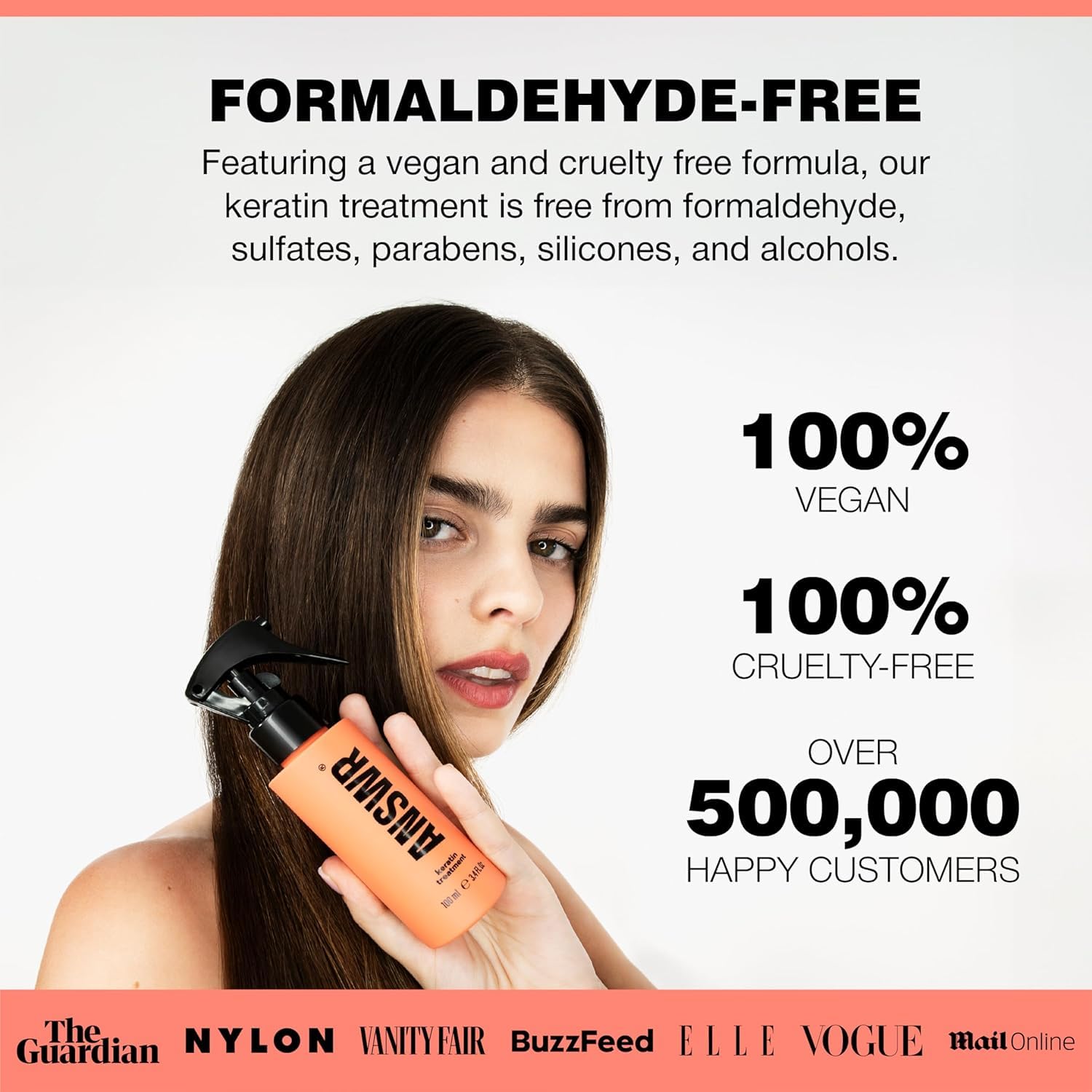 ANSWR keratin application 60-minute process illustrating easy at-home steps.