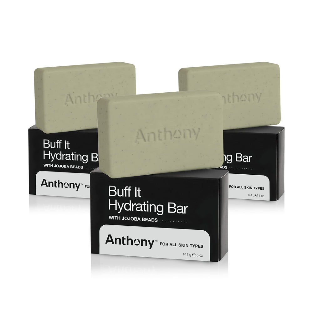Anthony Buff It Hydrating Soap Bar pack of 3 delivers deep moisture for smooth skin.