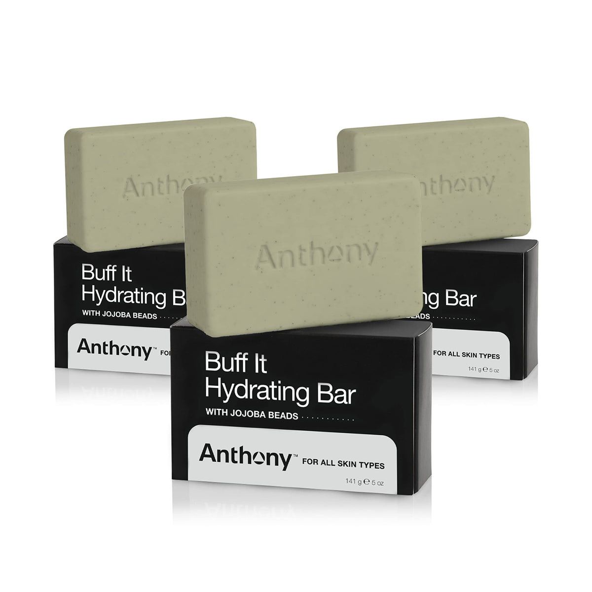 Anthony Buff It Hydrating Soap Bar pack of 3 delivers deep moisture for smooth skin.