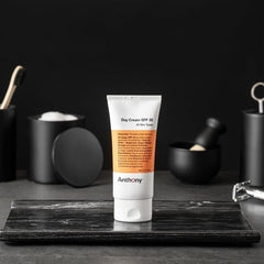Anthony Day Cream SPF 30 bottle back highlights ingredients and SPF protection details