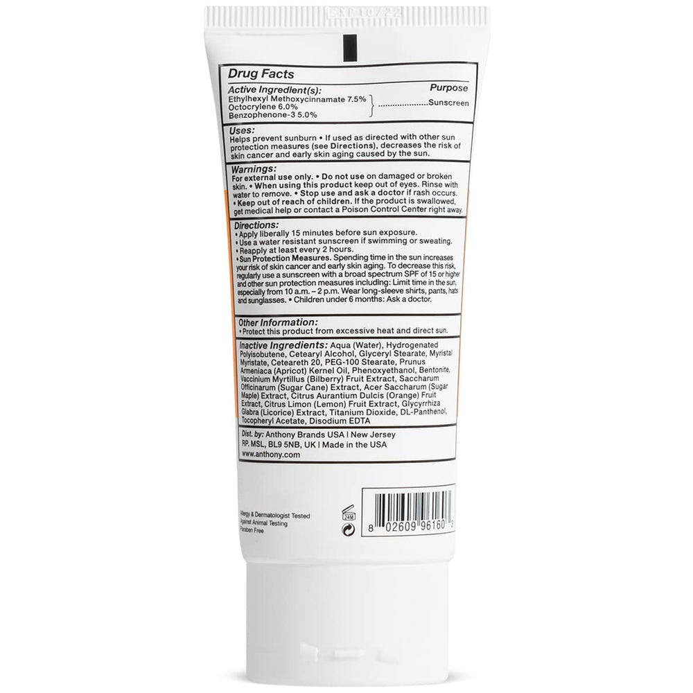 Anthony Day Cream SPF 30 face moisturizer provides daily sun protection and moisture.