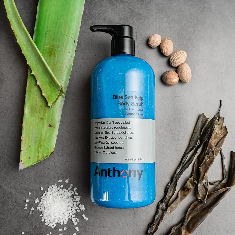 Anthony exfoliating scrub featuring sea kelp for nourishing moisture.